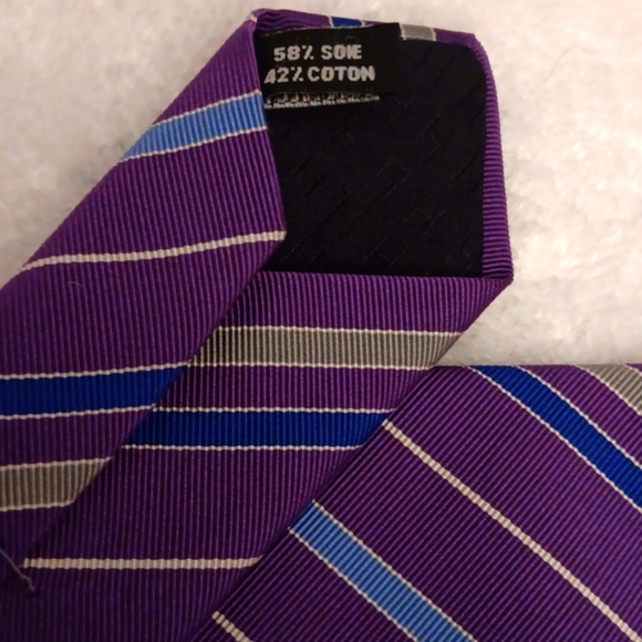 Authentic HERMES Purple/Blue Multicolor Stripe Tie (NWOT) - Picture 4 of 6